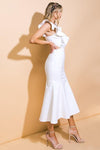 MIDI DENIM WHITE MERMAID DRESS - PRIVILEGE 