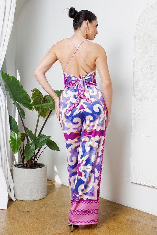 Scarf top with wide pants set - PRIVILEGE 