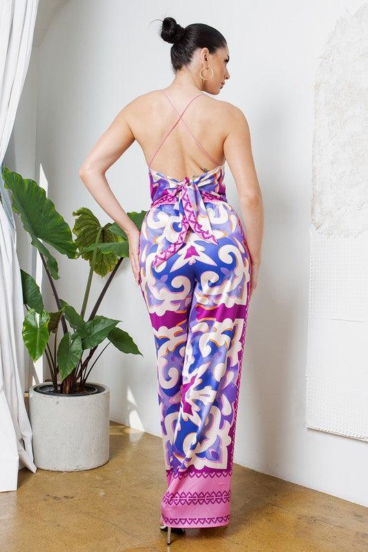 Scarf top with wide pants set - PRIVILEGE 