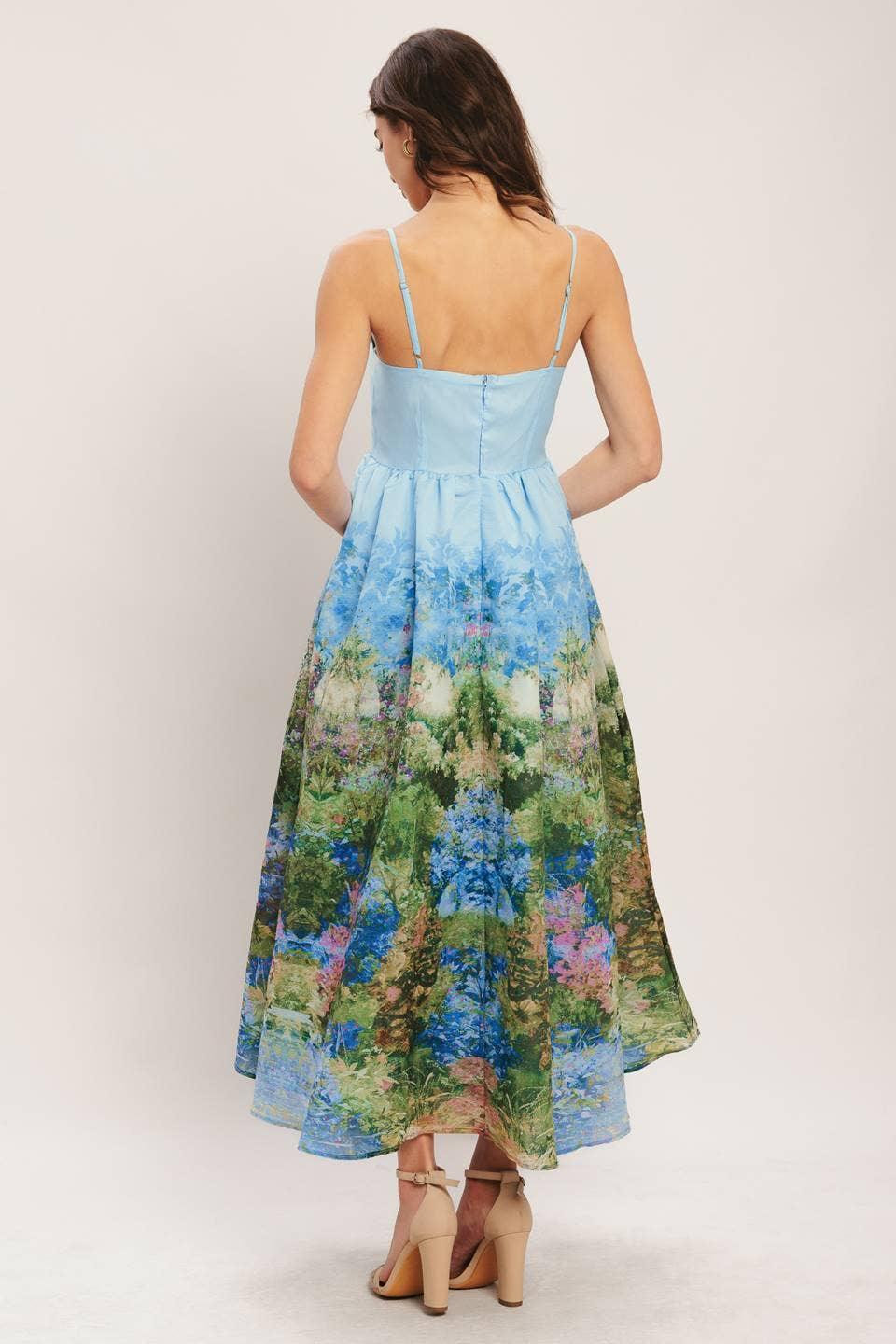 A printed woven midi dress