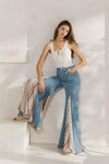 LACE DETAIL FLARE JEANS - PRIVILEGE 