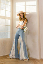 LACE DETAIL WIDE LEG JEANS - PRIVILEGE 