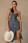 TANK  DENIM BUTTON DOWN MIDI DRESS - PRIVILEGE 