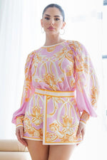Balloon sleeve blouse with scarf pants Set - PRIVILEGE 