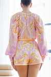 Balloon sleeve blouse with scarf pants Set - PRIVILEGE 