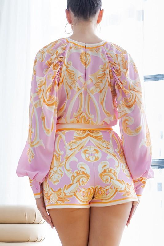 Balloon sleeve blouse with scarf pants Set - PRIVILEGE 