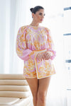 Balloon sleeve blouse with scarf pants Set - PRIVILEGE 