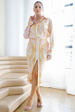 Satin Blouse with Pencil Skirt Set - PRIVILEGE 