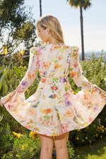 Floral Print Party Garden Goddess Mini Dress - PRIVILEGE 