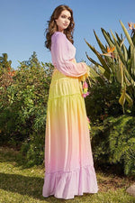 Beautiful Ombre with Shades of Rainbow Maxi Dress - PRIVILEGE 