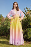 Beautiful Ombre with Shades of Rainbow Maxi Dress - PRIVILEGE 