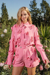 Chic and Stylish Pink Set with Flower Accent - PRIVILEGE 