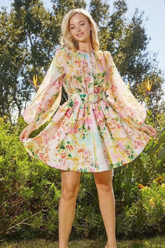 Flower Print Chic and Charming Outfit Skirt Set - PRIVILEGE 