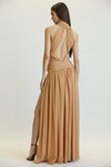 CRISS-CROSS FRONT SOLID MAXI DRESS - PRIVILEGE 