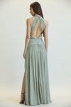 CRISS-CROSS FRONT SOLID MAXI DRESS - PRIVILEGE 