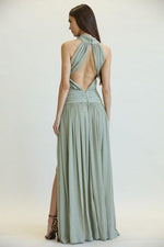 CRISS-CROSS FRONT SOLID MAXI DRESS - PRIVILEGE 