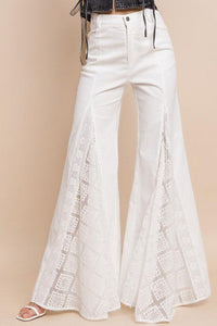 LACE DETAIL WIDE LEG JEANS - PRIVILEGE 
