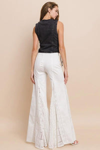 LACE DETAIL WIDE LEG JEANS - PRIVILEGE 
