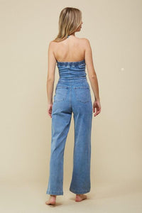 DENIM TUBE JUMPSUIT - PRIVILEGE 