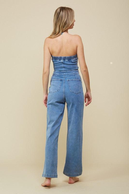 DENIM TUBE JUMPSUIT - PRIVILEGE 