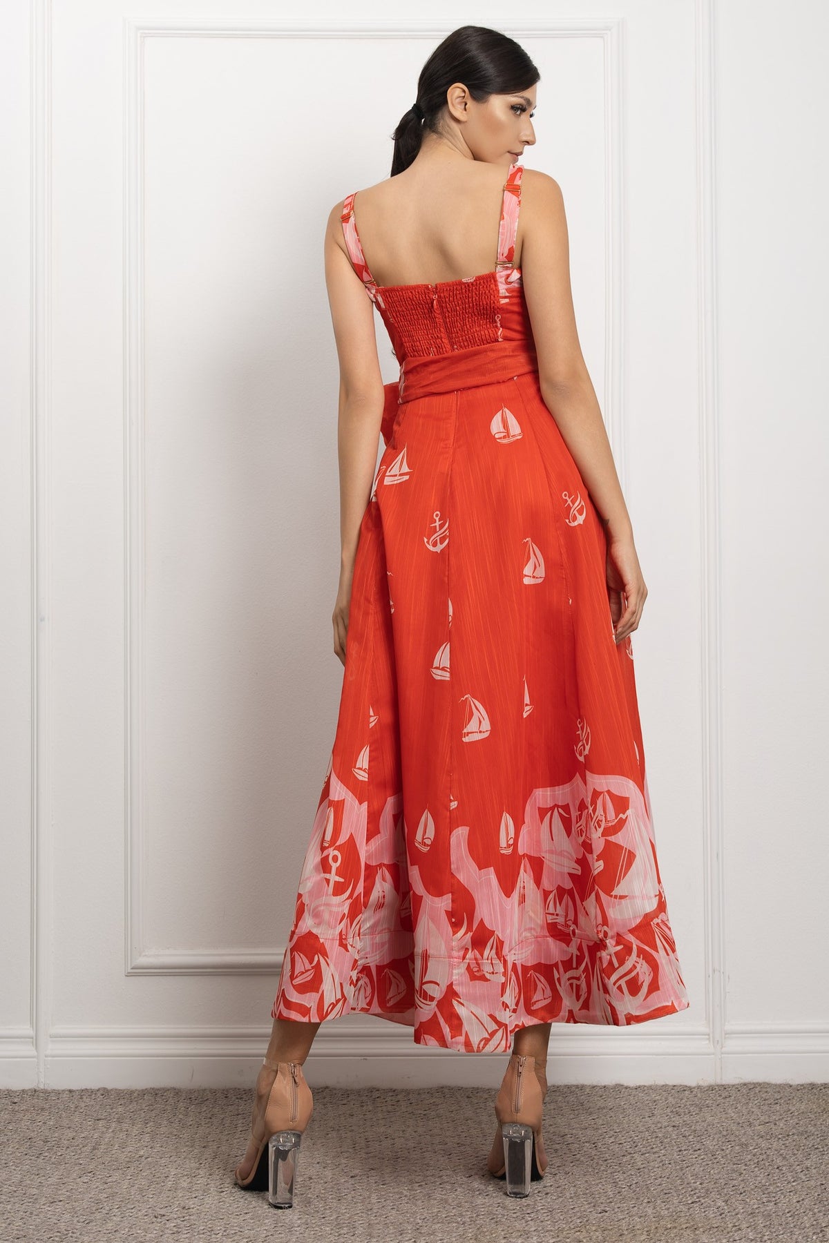 High Tide Sailboat Print Maxi Dress