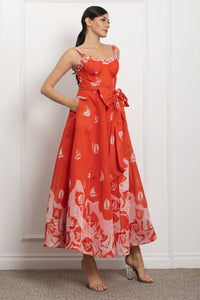 High Tide Sailboat Print Maxi Dress