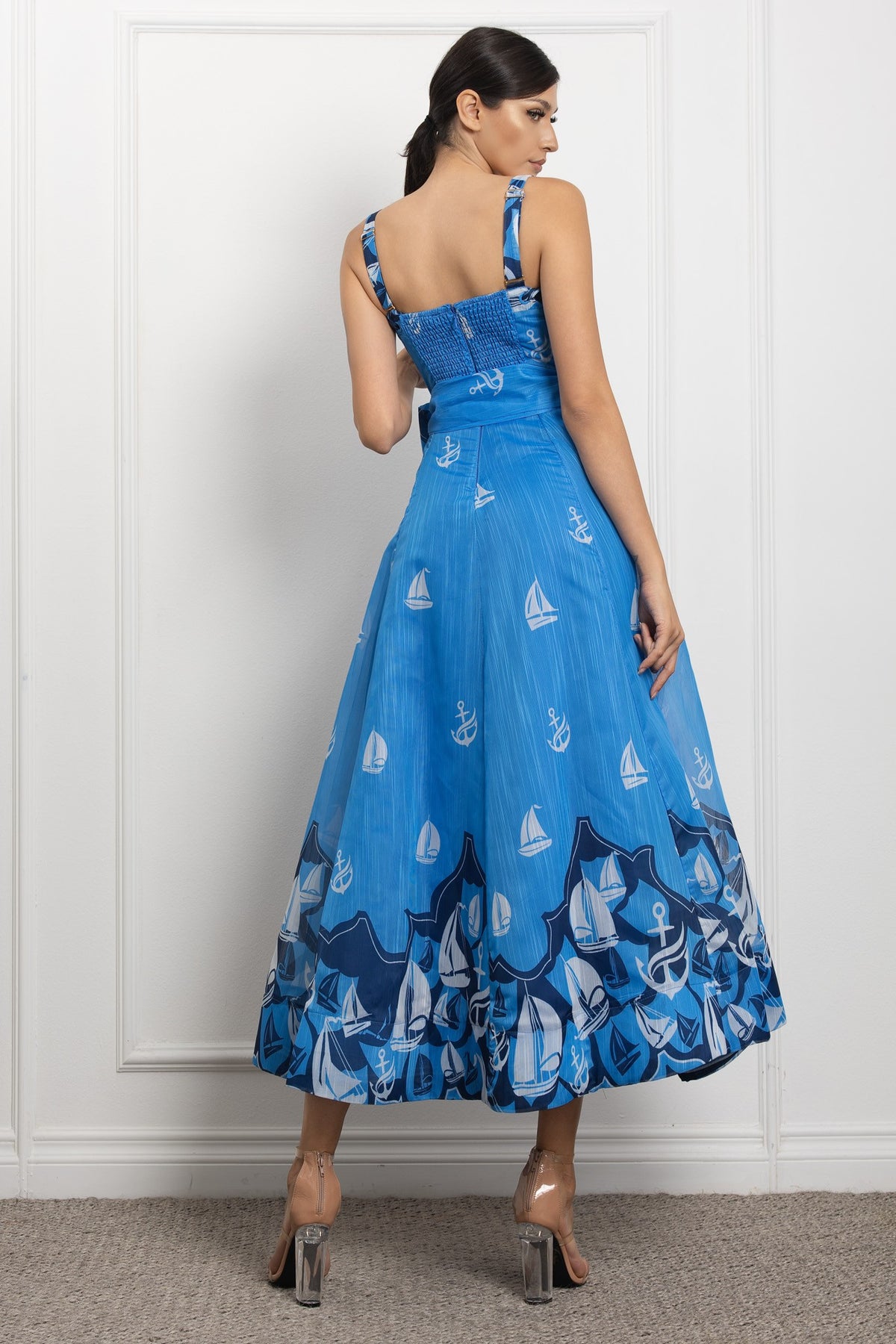 High Tide Sailboat Print Maxi Dress
