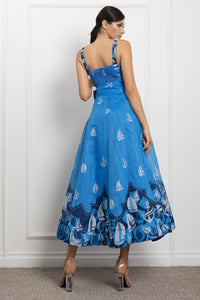 High Tide Sailboat Print Maxi Dress