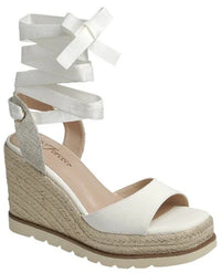 Lace Up Espadrille Platform Wedge Heel Sandal