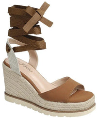Lace Up Espadrille Platform Wedge Heel Sandal