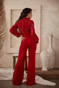 CROCHET TOP LONG SLEEVE JUMPSUIT PRIVILEGE