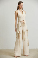 LINEN LOOK VEST CARGO 2PC SET - PRIVILEGE 