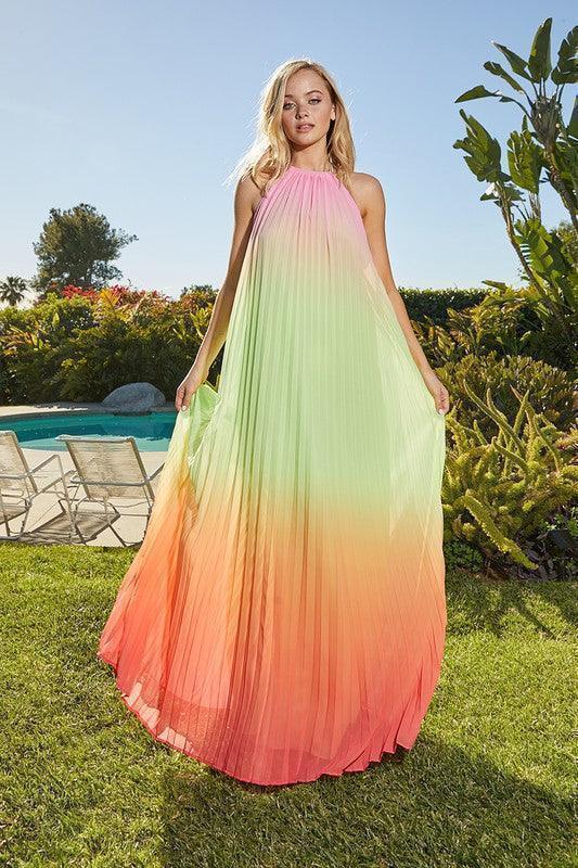 Romantic Ombre Dream Halter Neck Dress - PRIVILEGE 