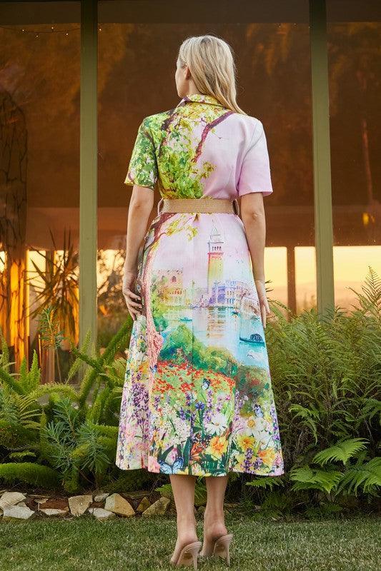 Dreamscape Paint in Dusty Pantone Pink Maxi Dress - PRIVILEGE 
