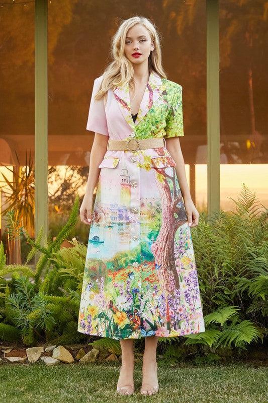 Dreamscape Paint in Dusty Pantone Pink Maxi Dress - PRIVILEGE 
