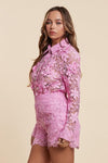 Elegance and Charm Pink Lace Shorts Set - PRIVILEGE 