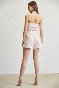 HOUNDSTOOTH TWEED VEST SHORT SET - PRIVILEGE 