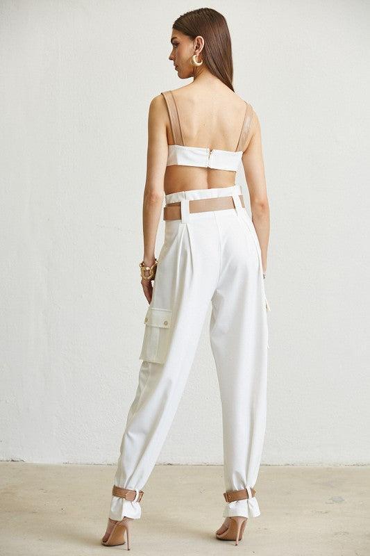 BRA TOP WITH DETAIL PANT SET - PRIVILEGE 