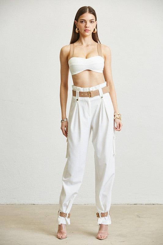 BRA TOP WITH DETAIL PANT SET - PRIVILEGE 