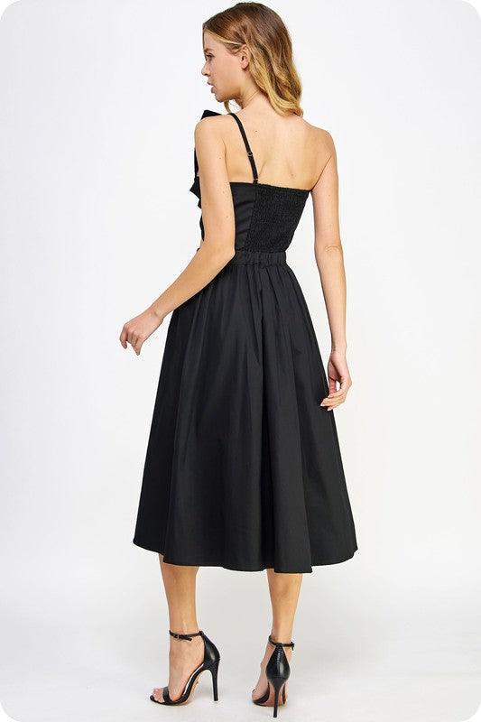 TUBE TOP TIE FRINT MIDI DRESS