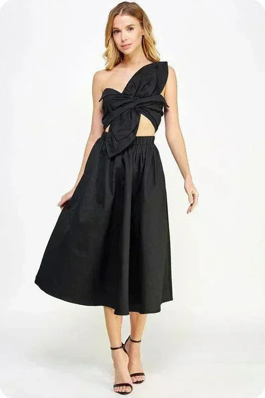 TUBE TOP TIE FRINT MIDI DRESS PRIVILEGE