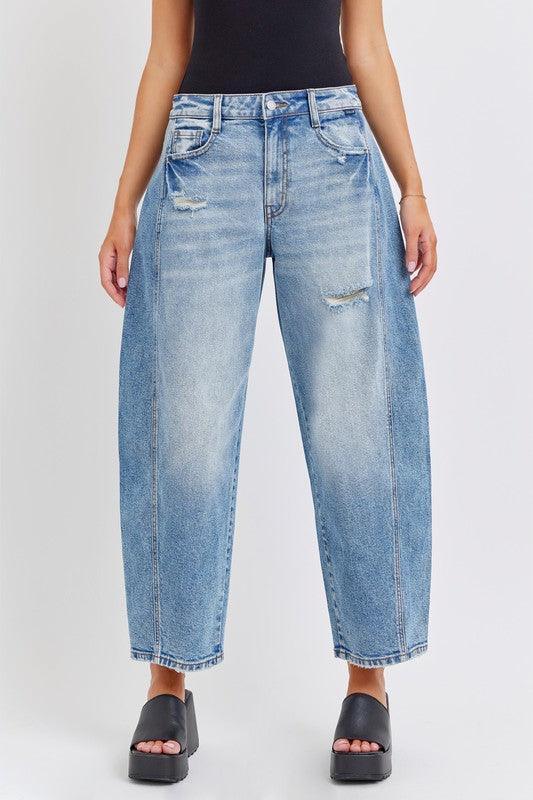 Mid Waisted Barrel Leg Jean with Side Panel PRIVILEGE