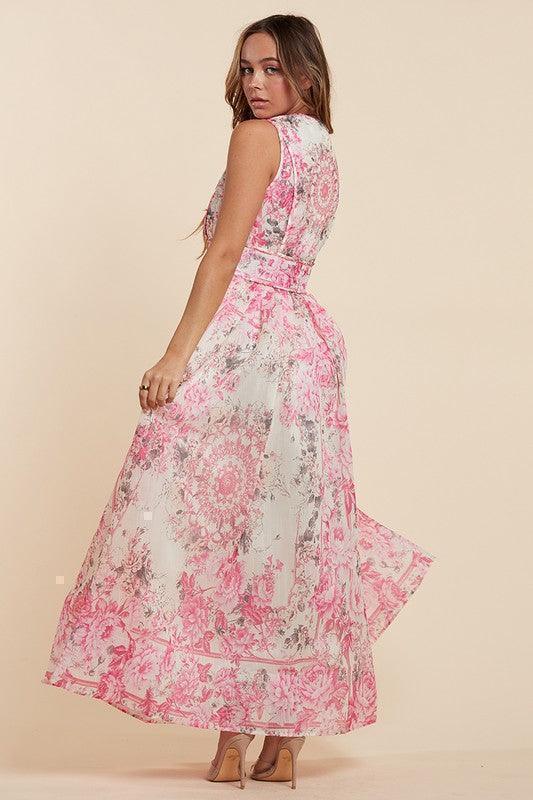 Fuchsia Bloom Goddess Maxi Dress PRIVILEGE