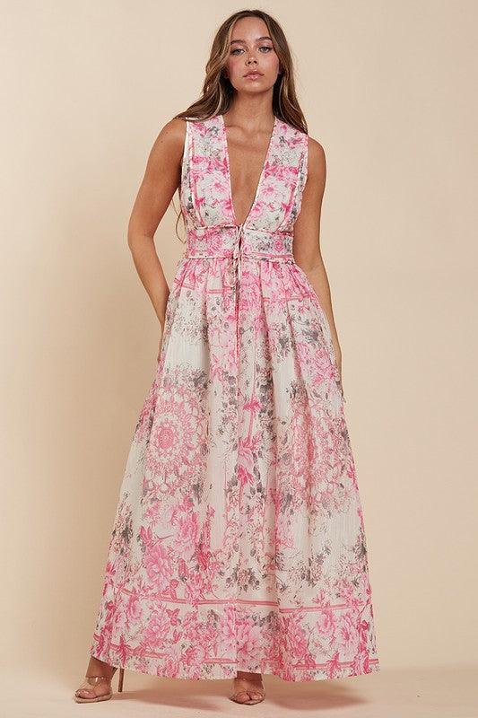 Fuchsia Bloom Goddess Maxi Dress PRIVILEGE