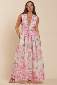 Fuchsia Bloom Goddess Maxi Dress PRIVILEGE