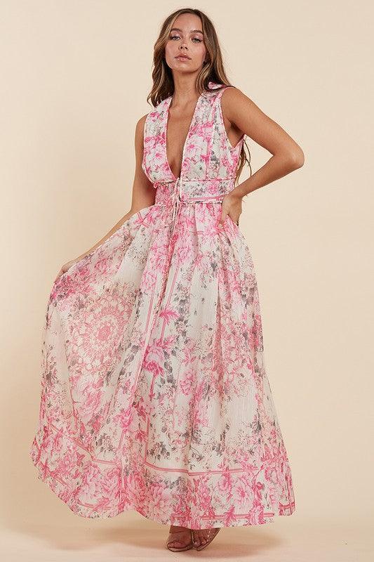 Fuchsia Bloom Goddess Maxi Dress PRIVILEGE