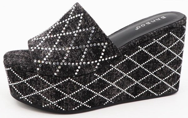 RHINESTONE WEDGE SANDLE