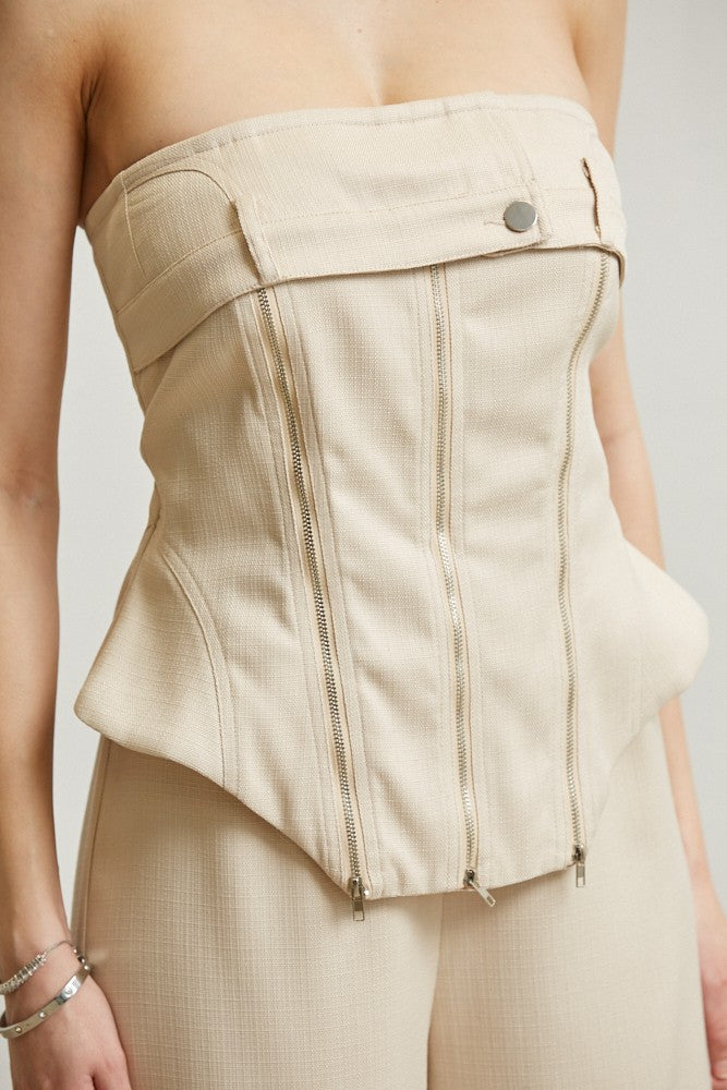 BUSTIER LINEN PANT SET
