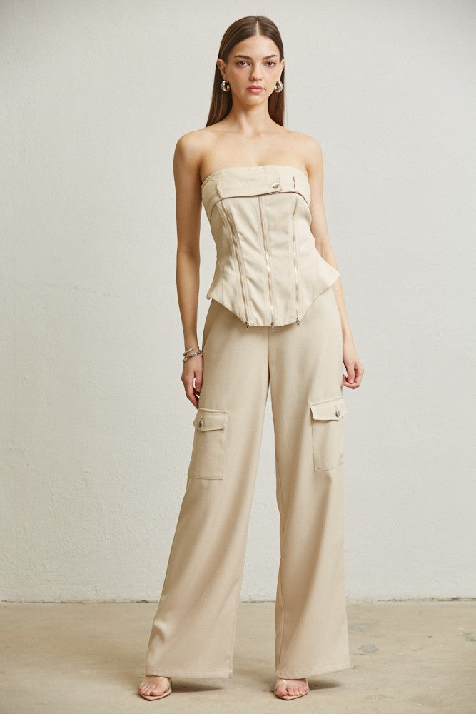 BUSTIER LINEN PANT SET