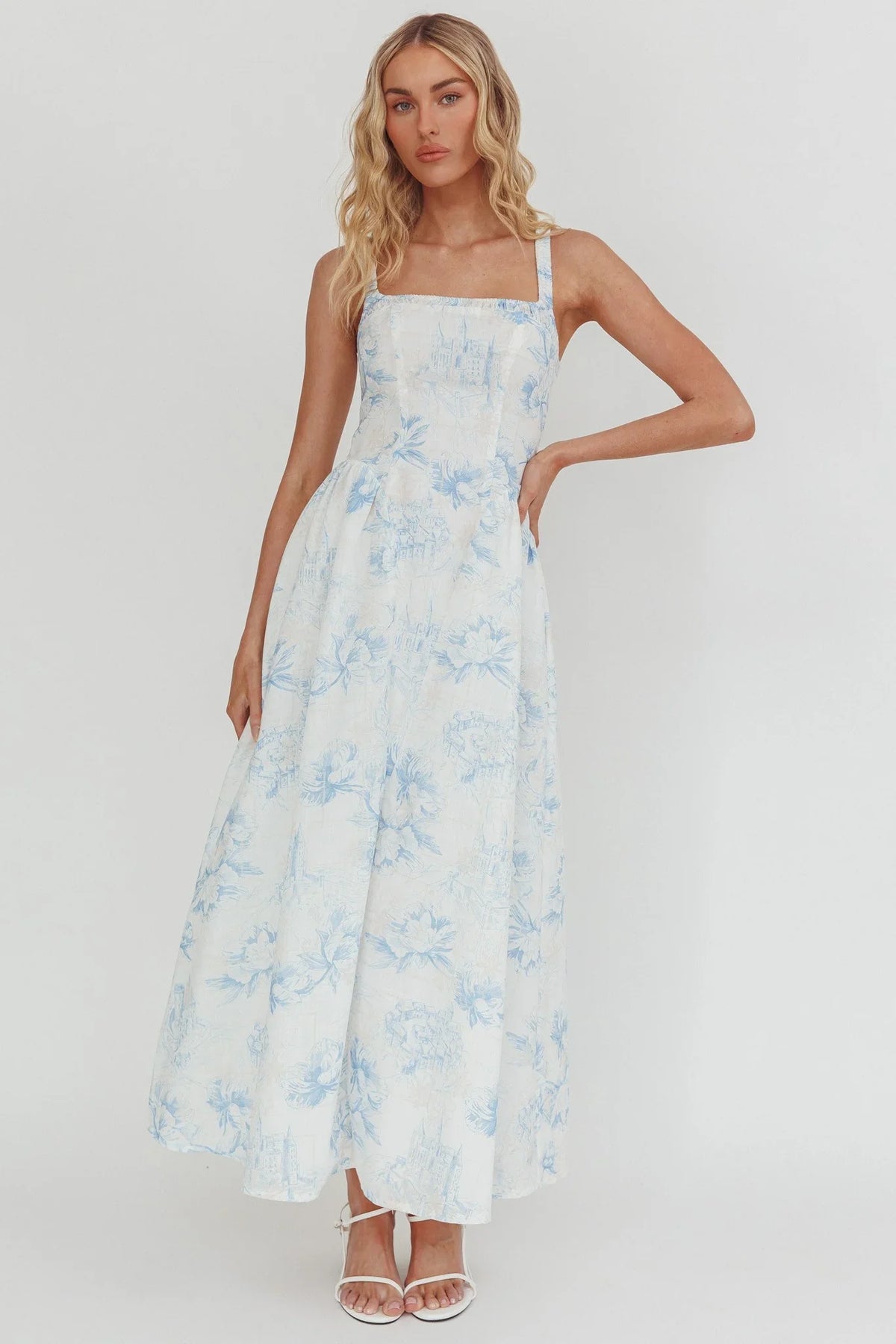 Square Neck Floral Maxi Dress